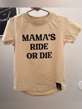 Mama's Ride Or Die Kids Tee - Cream with Black Graphic